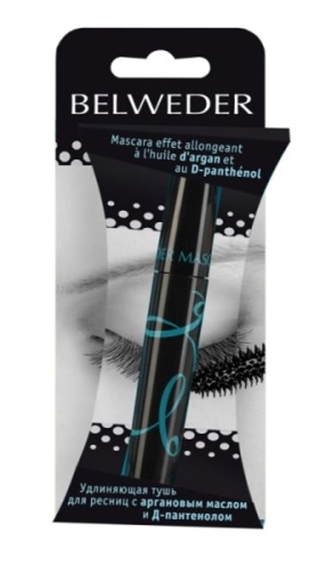 Бельведер тушь д ресниц удлинняющая аргановое масло д-пантенол черная 596₽