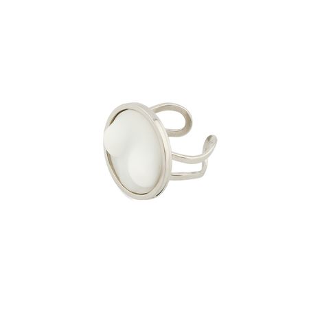 Maru Jewelry Кольцо «Вдох белый» из нержавеющей стали с ювелирной смолой