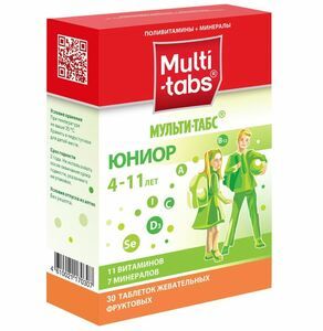 Мульти-табс Юниор Таблетки жевательные фруктовые 30 шт