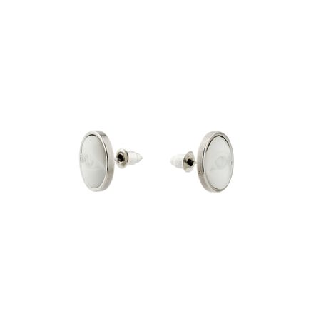 Maru Jewelry Серьги «Взгляд белый» из нержавеющей стали с ювелирной смолой