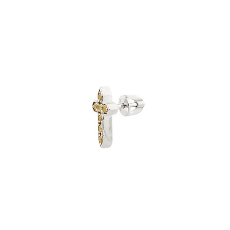 11 Jewellery Золотистая моносерьга Holy Crystal из серебра