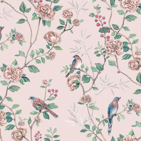 Обои Andrea Rossi Cheradi 54396-4 Винил на флизелине 1061005 РозовыйЗеленый ПтицыЦветы 4800₽
