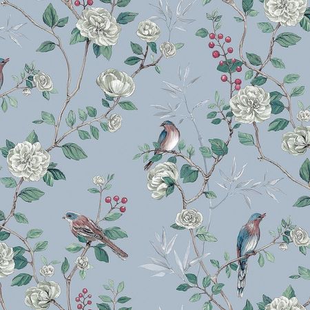 Обои Andrea Rossi Cheradi 54396-5 Винил на флизелине 1061005 ГолубойЗеленый ПтицыЦветы 4800₽