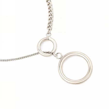 Free Form Jewelry Браслет серебристый с двумя кольцами большим и малым