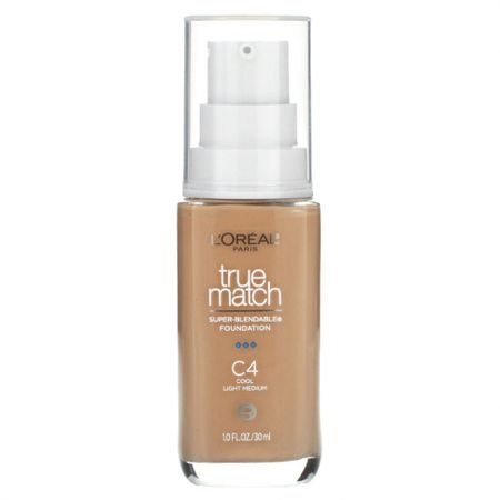 L'Oréal, True Match, супер-смешиваемая основа, холодный светлый средний C4, 30 мл (1 жидк. Унция)