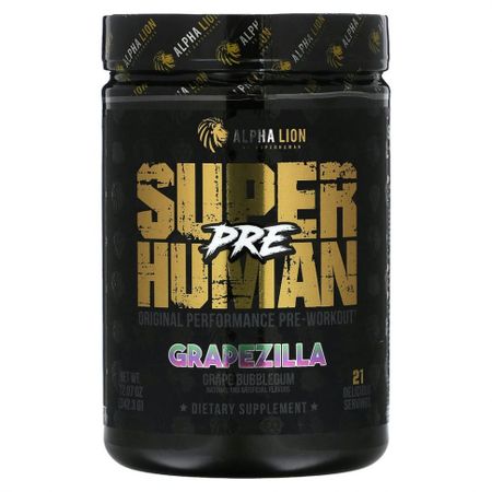 ALPHA LION, SuperHuman Pre, Grapezilla, виноградная жвачка, 342,3 г (12,07 унции)