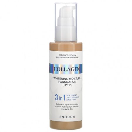 Enough, Collagen, отбеливающая увлажняющая основа, SPF 15, № 21, 100 мл (3,38 жидк. Унции)