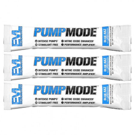 EVLution Nutrition, Pump Mode, Blue Raz, 3 палочки по 9,2 г (0,3 унции)