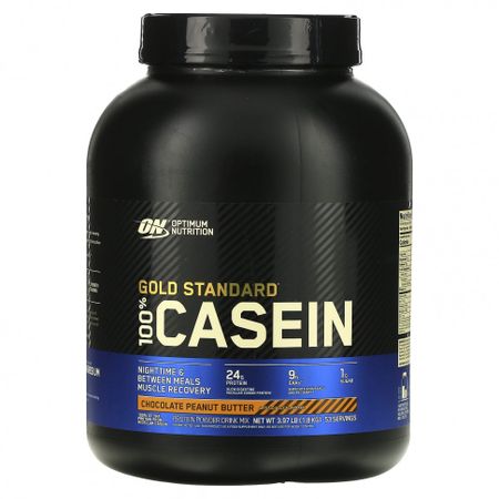 Optimum Nutrition, 100% Казеин, Золотой Стандарт, Шоколадно-Арахисовое Масло, 4 фунта (1818 г)