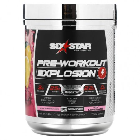 SIXSTAR, Elite Series, Pre-Workout Explosion, Pink Lemonade, 7.41 oz (210 g)