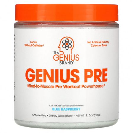 The Genius Brand, Genius Pre, предтренировочная добавка, голубая малина, 316 г (11,15 унции)