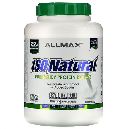 ALLMAX Nutrition, IsoNatural, чистый изолят сывороточного белка, оригинальная формула, без вкусовых добавок, 2,25 кг (5 фунтов)