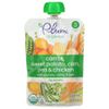 Plum Organics, органическое детское питание, этап 3, морковь, батат, кукуруза, горох, курица с киноа, сельдереем и луком-пореем, 113 г (4 унции)