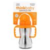 Think, Thinkbaby, Thinkster of Steel, стальная бутылочка, оранжевая, бутылочка с 1 соломинкой, 290 мл (10 унций)