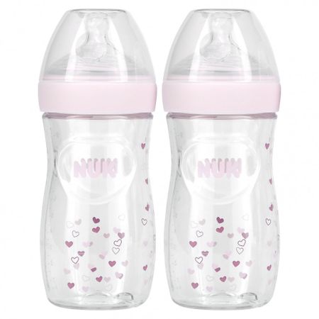 NUK, Simply Natural, детская бутылочка, для детей от 1 месяца, средняя, 2 бутылочки по 270 мл (9 унций)