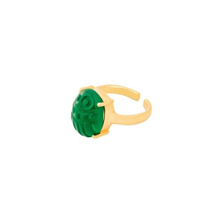 Boheme Позолоченное кольцо SCARAB с зеленым ониксом