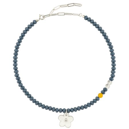 Aqua Синие бусы с белым цветочком 5000₽