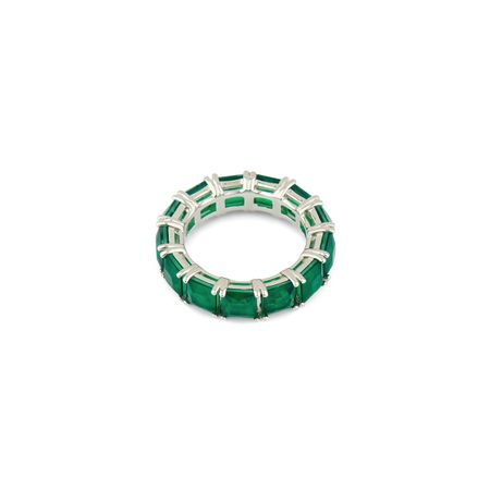 Holy Silver Кольцо из серебра с дорожкой из зеленых кристаллов