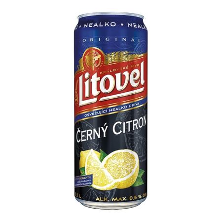 Пиво темное "Litovel" Cerny Citron Nealko, ж/б, 0.5 л