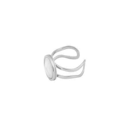 Maru Jewelry Кольцо «Взляд белый» из нержавеющей стали с ювелирной смолой