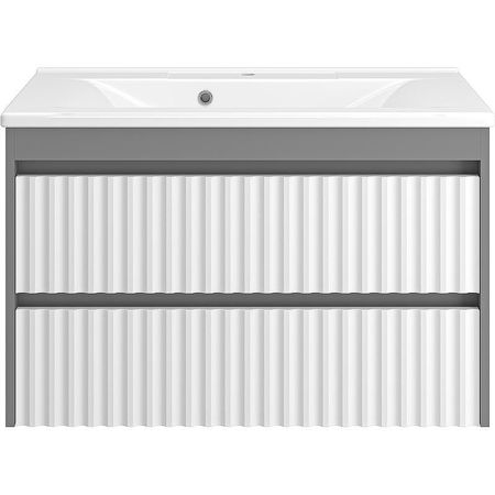 Тумба с раковиной Brevita Balaton 90 УТ000012300 подвесная Белая матовая Серая матовая 43844₽