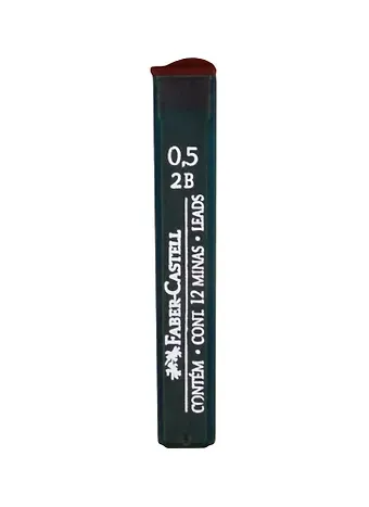 Грифели для механических карандашей Faber-Castell "Polymer", 12шт., 0,5мм, 2B