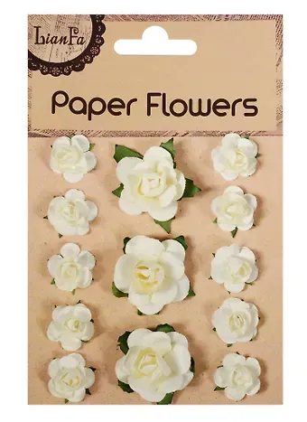 Набор для творчества, Цветы Paper Flower 3 больш.+10маленьк., молочные и белые