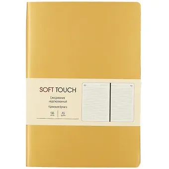 Ежедневник недат. А5 136л "SOFT TOUCH" винтажное золото, интегр.обл., иск.кожа, тонир.блок, скругл.углы, цв.торец, ляссе