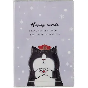 Записная книжка А6- 70л лин. "Happy words" ПВХ-обл., ассорти