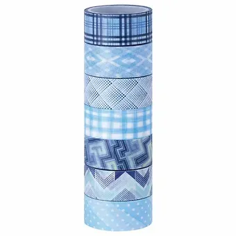 Клейкие WASHI-ленты д/декора Оттенки синего, 15мм*3м, 7цв, рисовая бумага, ОСТРОВ СОКРОВИЩ, 661703