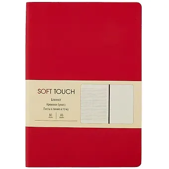 Книга для записей А5 80л "Soft Touch. Пламенный красный" иск.кожа, инт.обл., лин., тчк., нелин., ляссе, инд.уп.