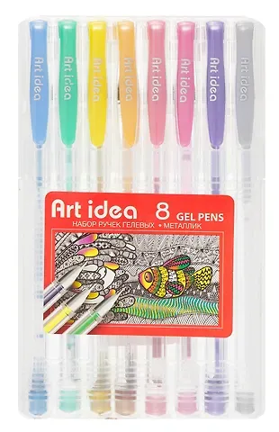 Ручки гелевые Art idea, 8 цветов 0,8 мм