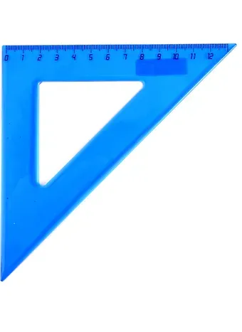 Угольник 12см 45*90*45 цв. прозр., ассорти
