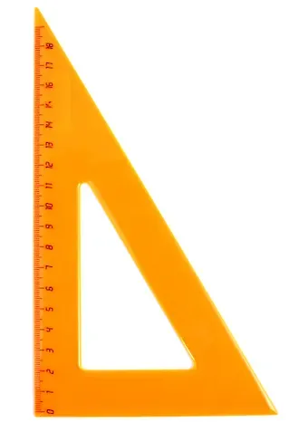 Угольник 18см 45*90*45 цв. прозр., ассорти