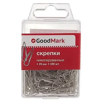 Канцелярские скрепки GoodMark, 28 мм, 100 штук