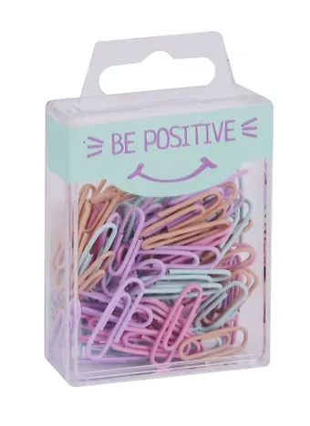 Скрепки 25мм 70шт "Be positive" винил, пастельн., круглые, пласт.подвес