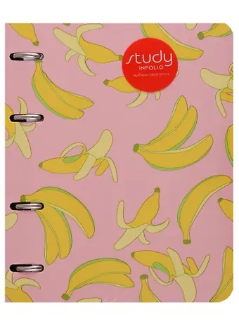 Тетрадь на кольцах в клетку InFolio, Banana, 120 листов, розовая