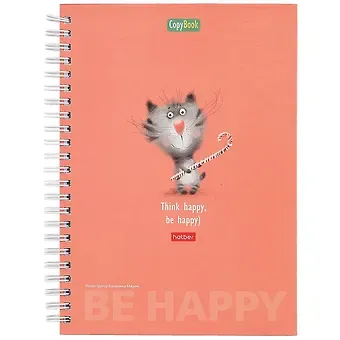 Тетрадь в клетку Hatber, Be happy, 80 листов, в ассортименте