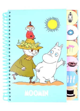 Записная книжка А6+ 60л "Муми-тролли" спираль, 6 цв.разделителей, инд.уп.