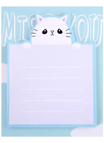 Блок бумаги самоклеящийся 6,5*8,5 30л "Meow" на магните, ассорти, инд.уп.