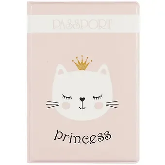 Обложка для паспорта Princess (кошечка в короне) (ПВХ бокс) (ОП2020-246)
