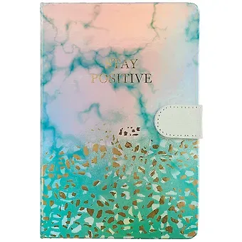 Блокнот с магнитной застежкой Мрамор Stay positive (голография, золото)