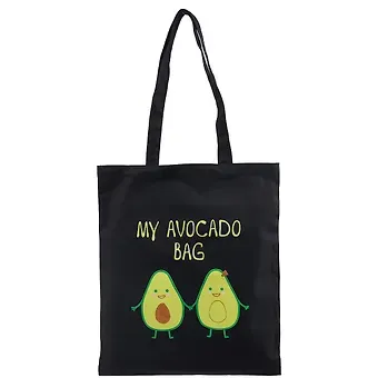 Сумка-шоппер My avocado bag, черная, текстиль, 40см.*32см.
