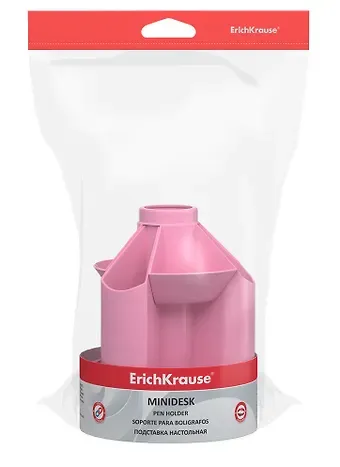 Подставка настольная "Mini Desk, Pastel" вращающаяся, пластик, розовая, ErichKrause