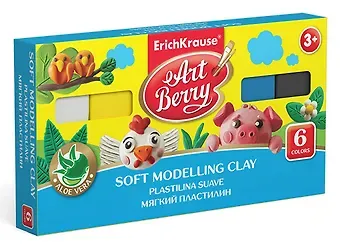 Пластилин 06цв 120гр с Алоэ Вера, стек, к/к, Art Berry