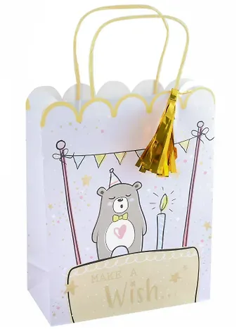 Пакет А5 21*25,5*10 "Party in on!" нейтр., бум., тиснение золот.фольгой, кисточка