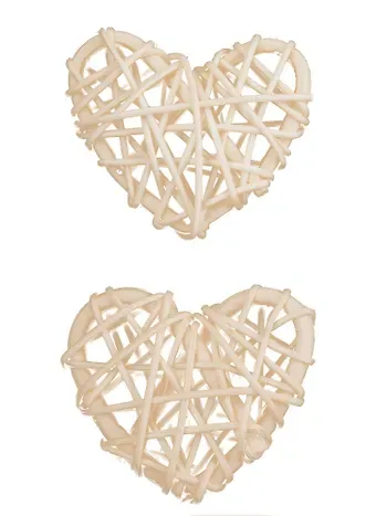 Сердечки декоративные из лозы, Молочные (2шт.)