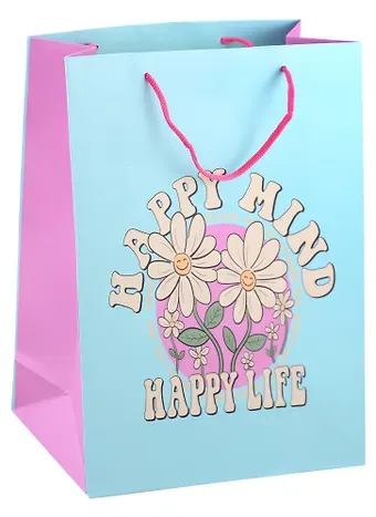 Пакет А4 32*26*12,5 "Happy mind, happy life" нейтр. бум.мат.ламинат