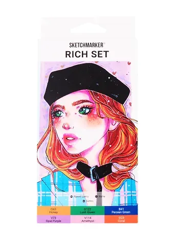 Маркеры 06цв "Rich" карт.кор., Sketchmarker