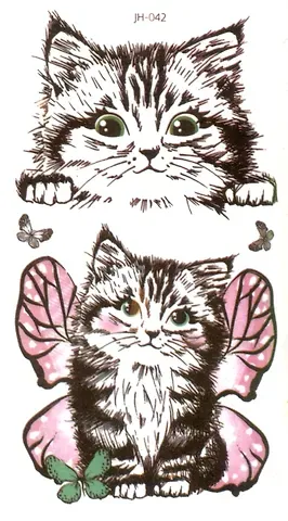 Тату "Котики ч/б" (2 вида) (6х10,5см)